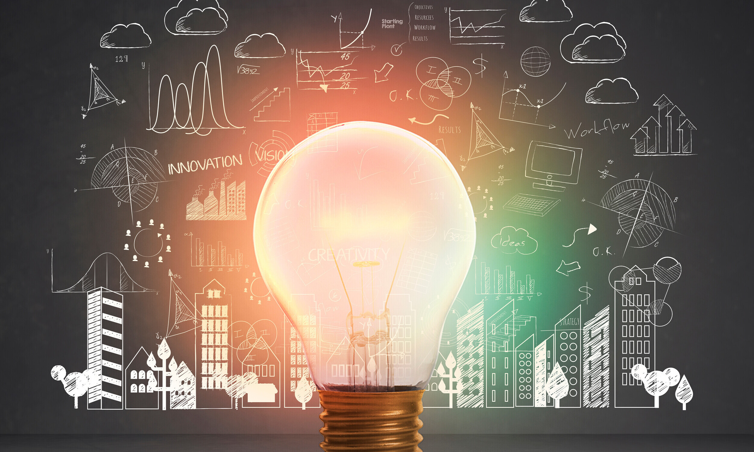 lightbulb. concept for new ideas with innovation and creativity.